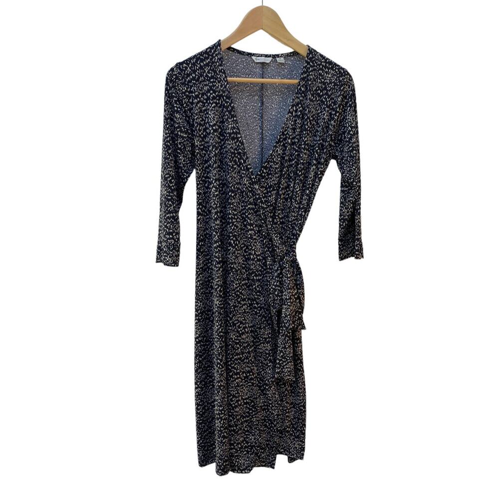 Ripe Maternity Black Print Wrap Dress Womens Medium Made in Australia 3/4 Sleeve
